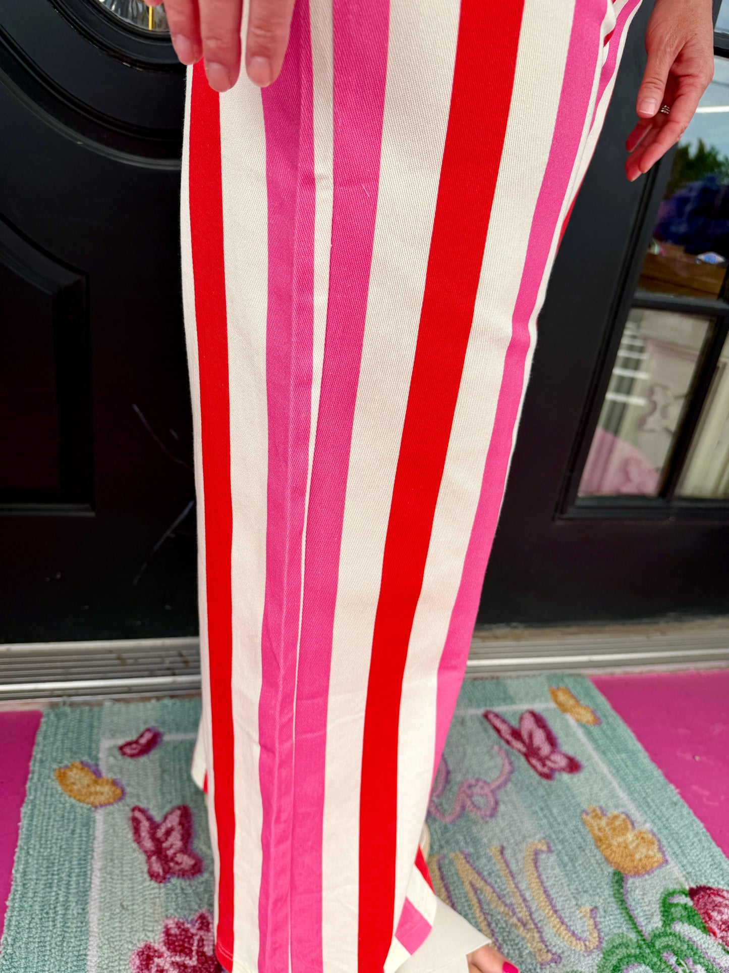 Pink & Red Striped Jeans