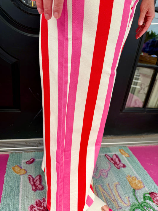 Pink & Red Striped Jeans
