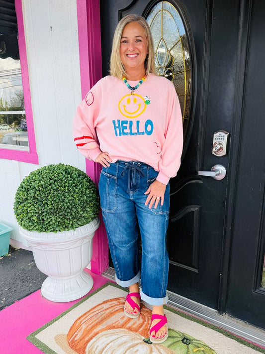 Pink Smiley Hello SS