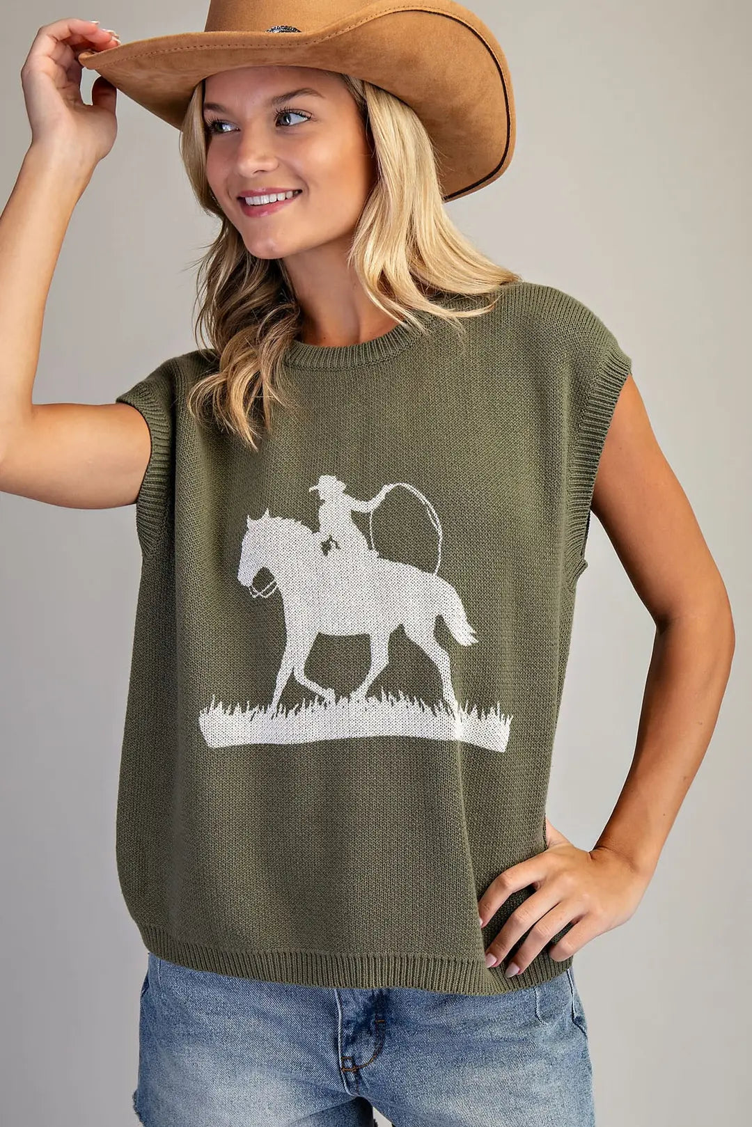 Dry Herb Western Sweater Vest