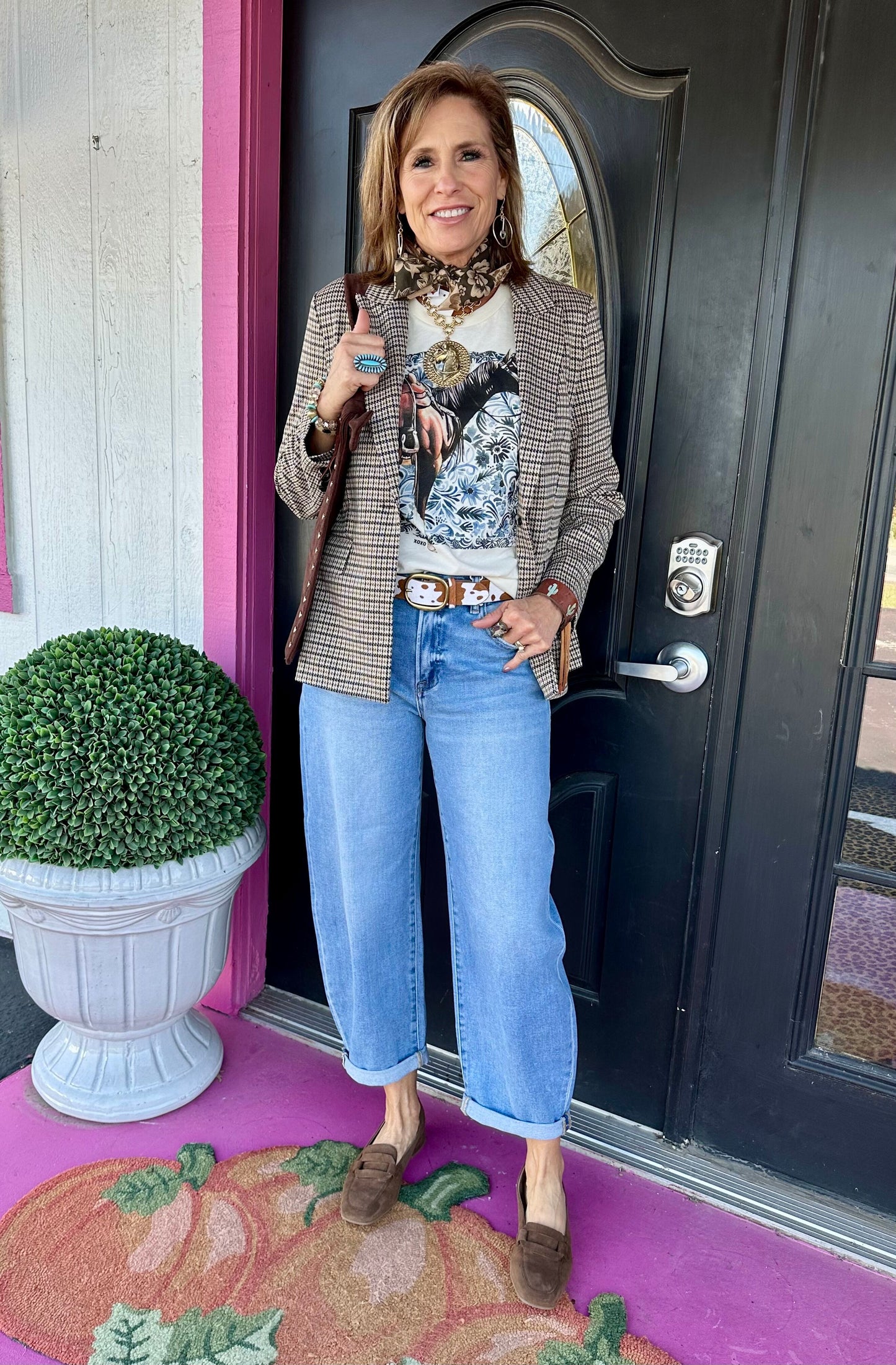 Brown Hazel Houndstooth Blazer