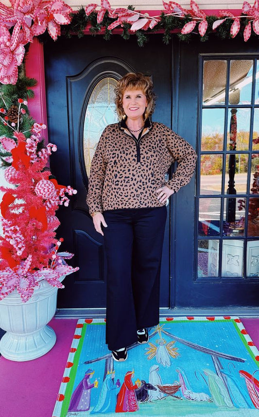 Cheetah Print Zip Sweater