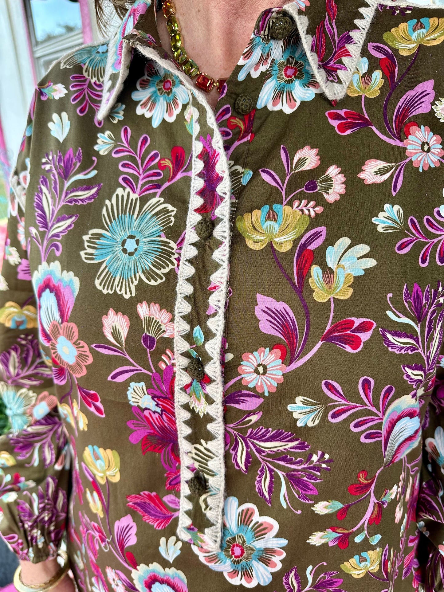 Ash Olive Print Shirt Dress