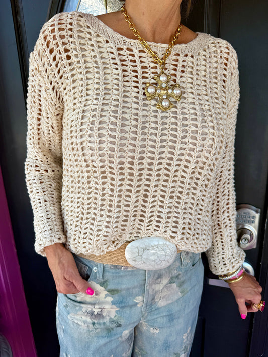 Lt Beige Adela Crochet