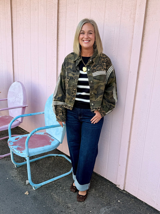 Camo Jacket w/Leopard Trim