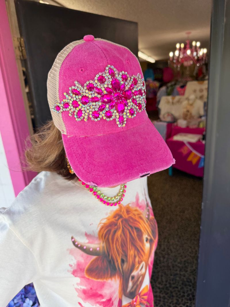Large Rhinestone Cap