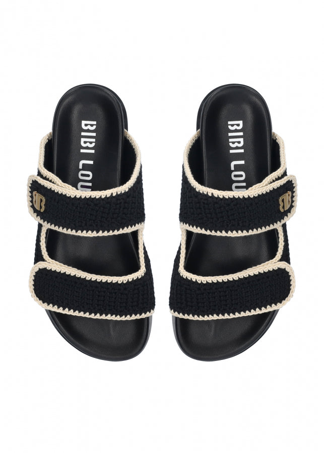 Juna Black Crochet Slide