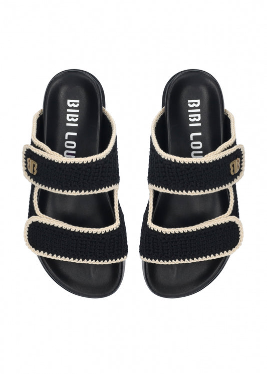 Juna Black Crochet Slide