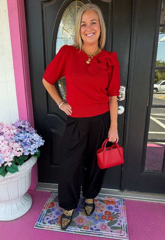 Black Flat Front Genie Pants