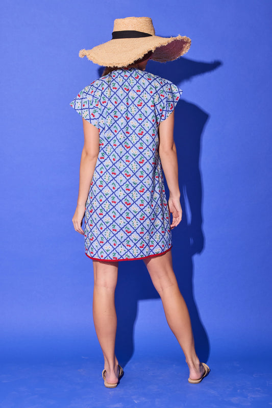 Tucker Dress R/W/B cherries