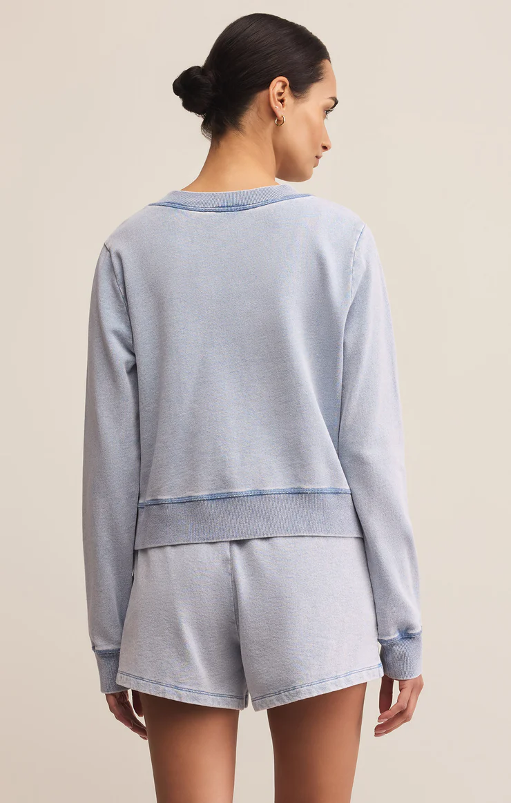 Washed Denim Button Cardigan