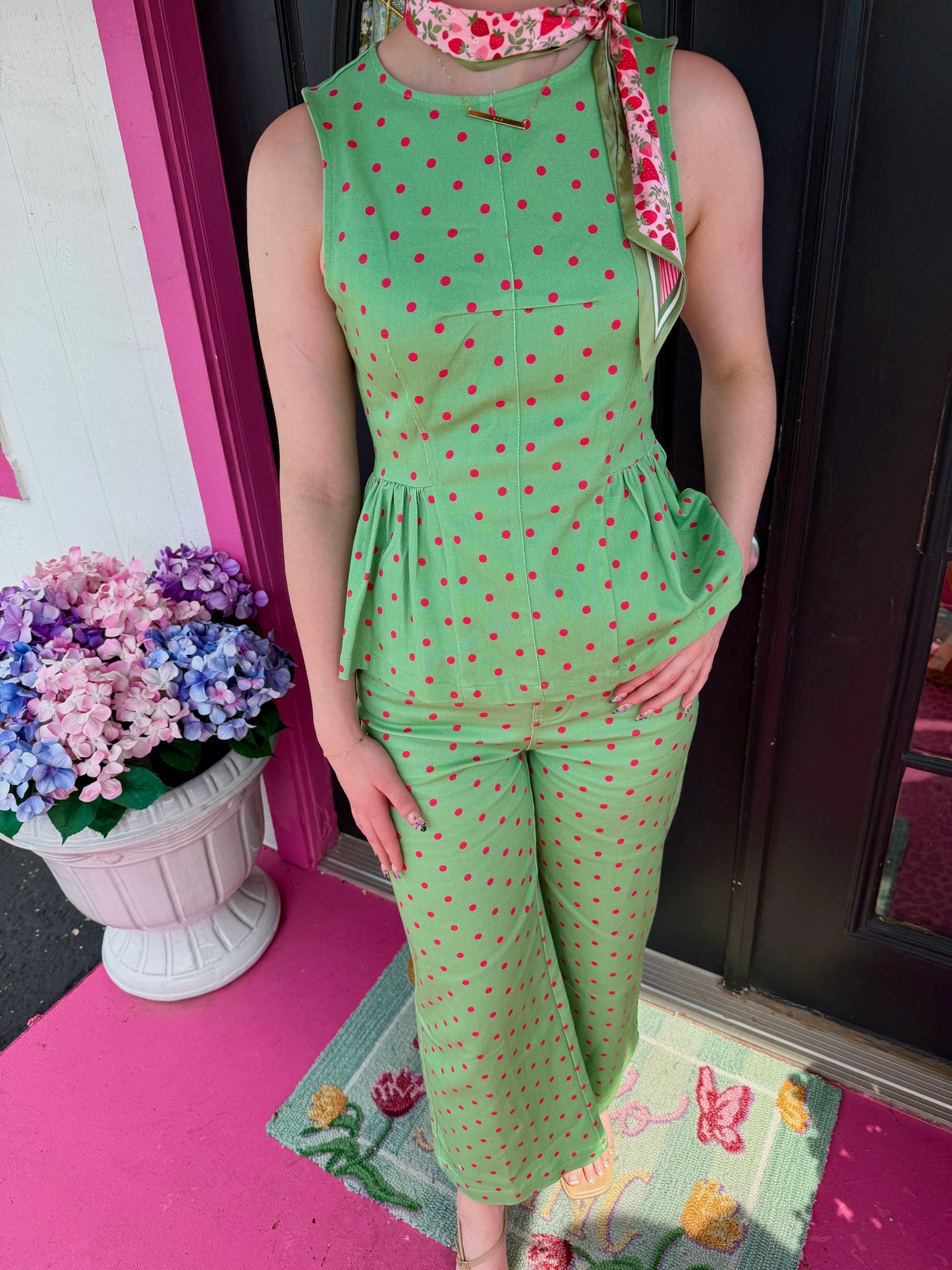 Matcha Polka Dot Pant Set