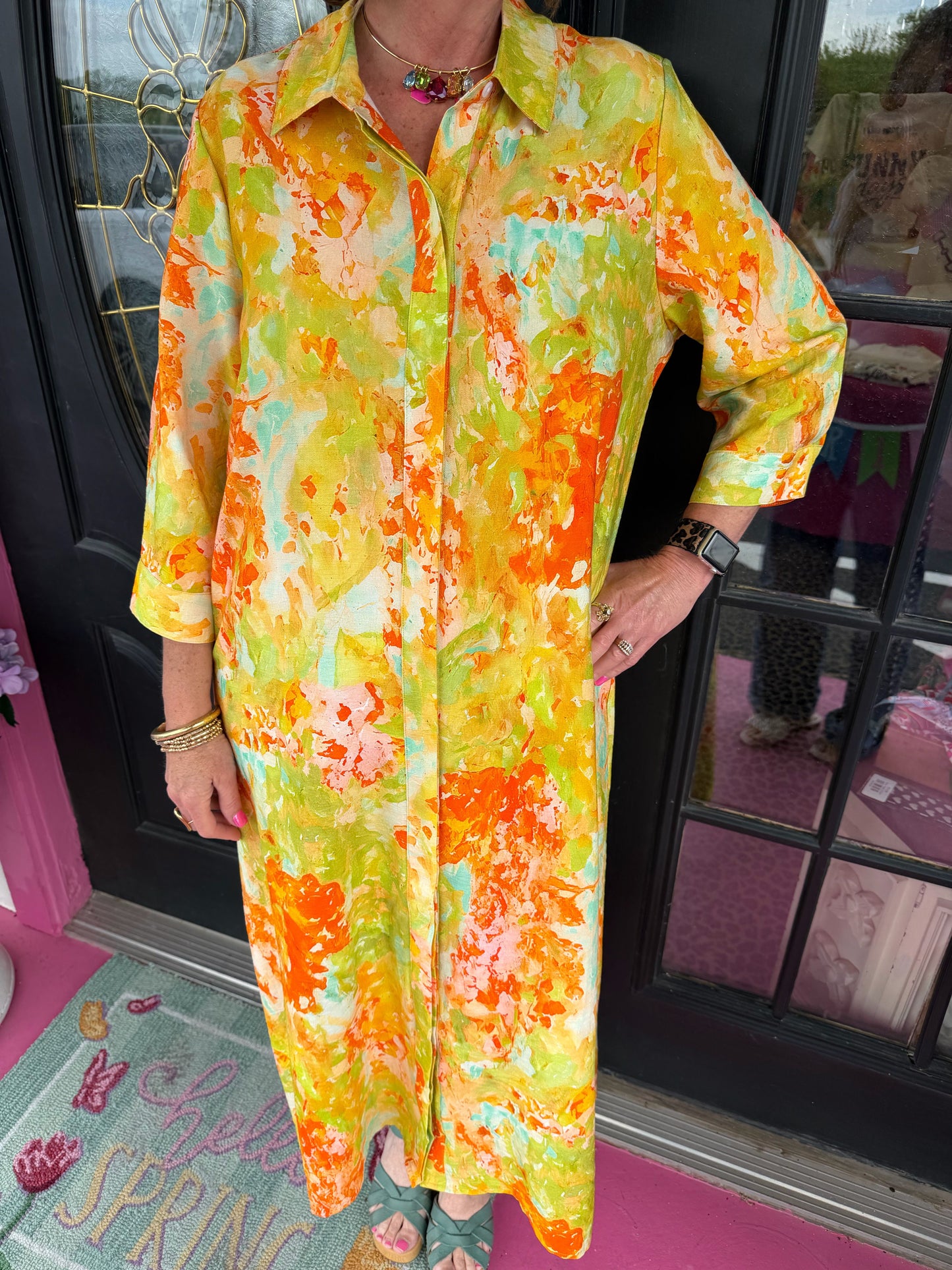 Orange Citron Collar Maxi Dress