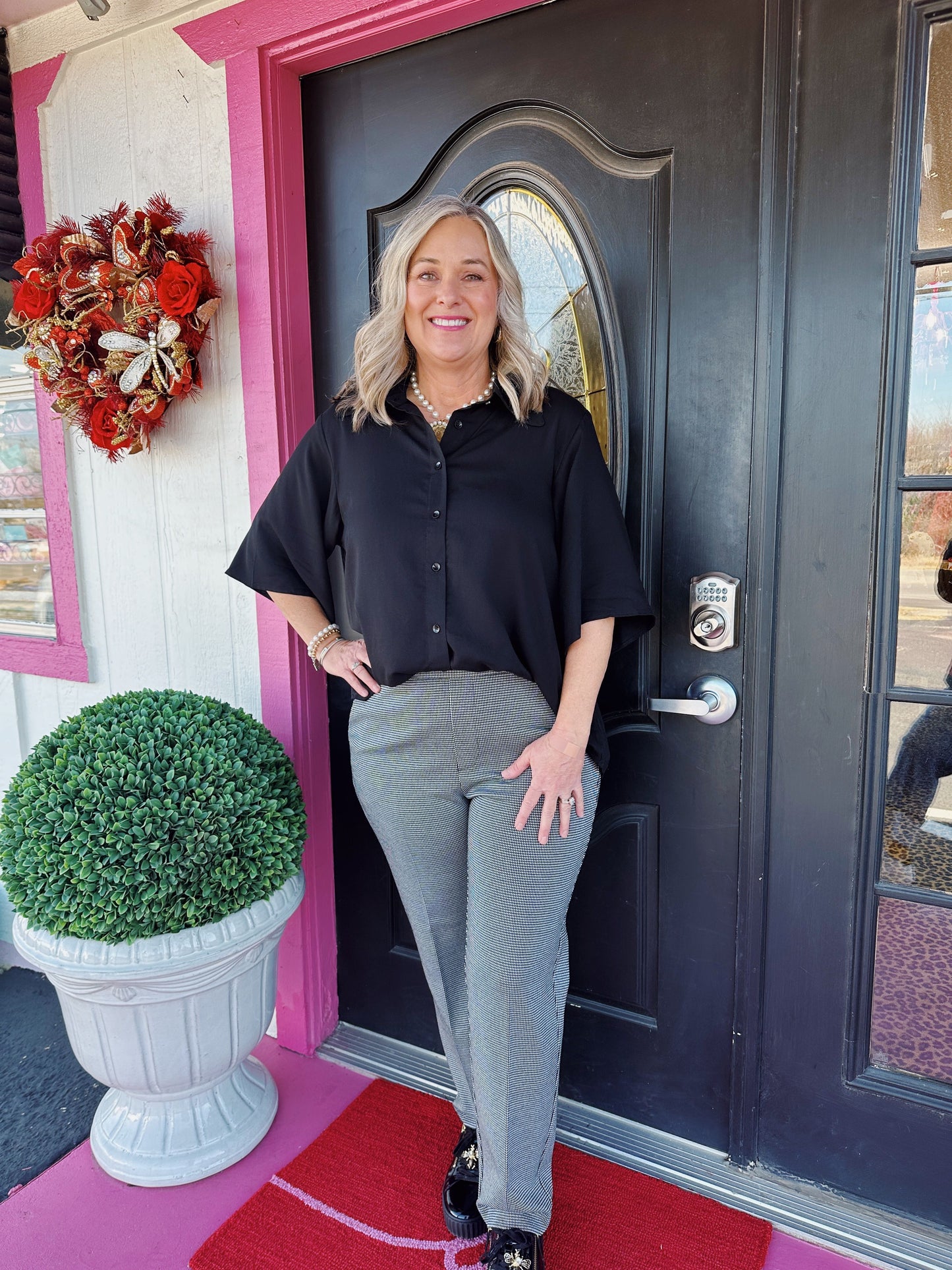 Black Pleated Back Jacelyn Top