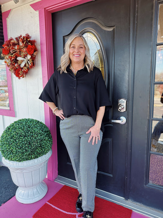Black Pleated Back Jacelyn Top
