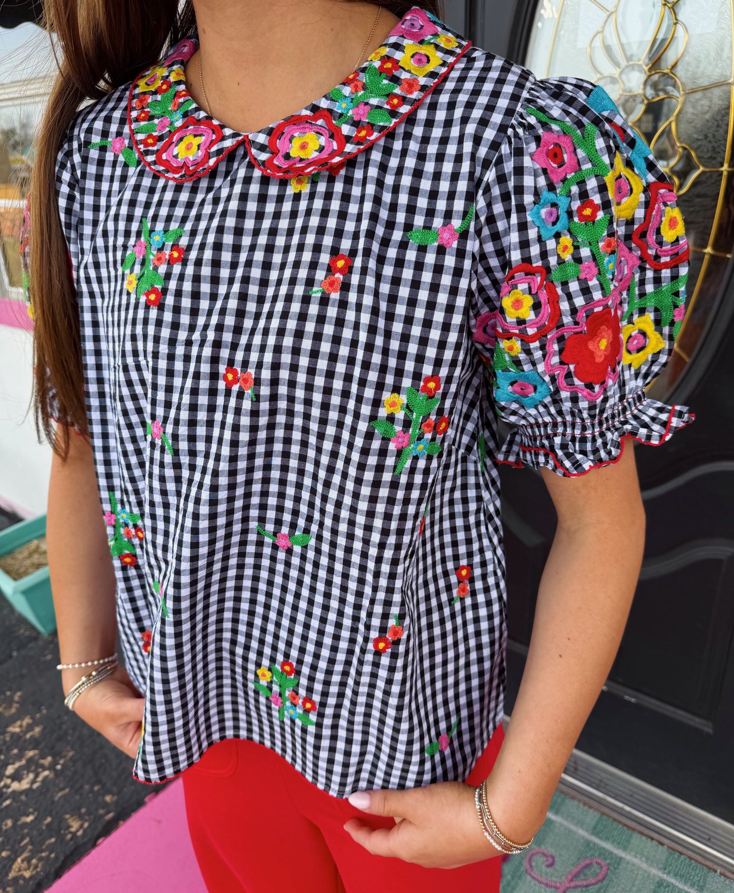 Black Gingham Garden Top