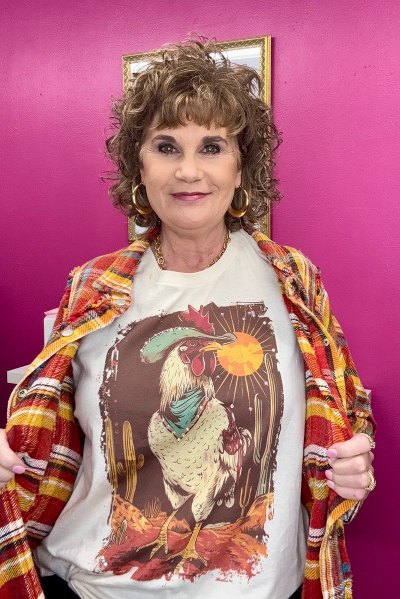 Colorful Bling Rooster SS Tee