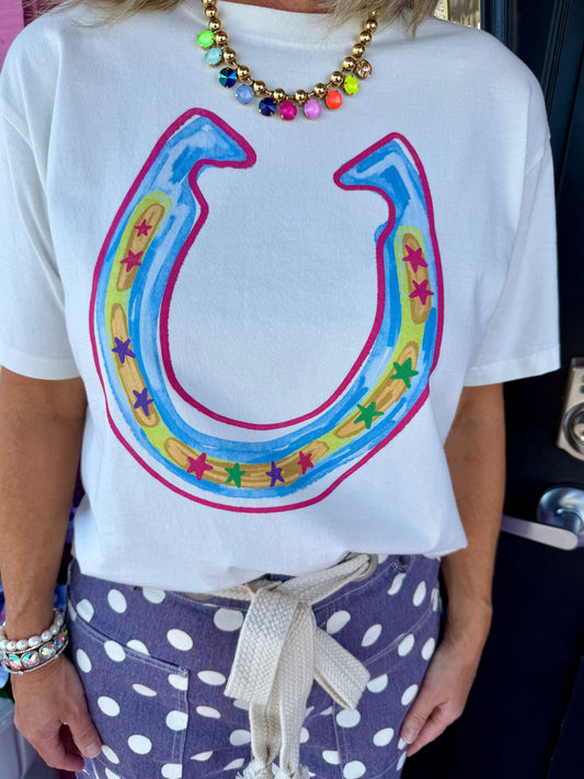Ivory Bright Luck Horseshoe Crop T