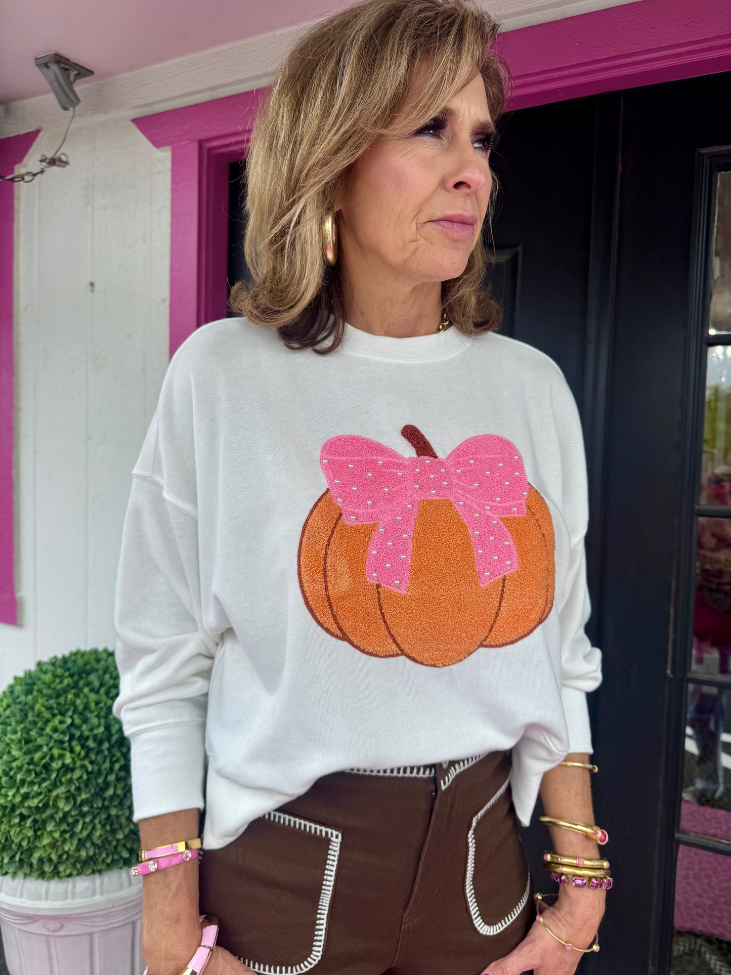 Cream Pumpkin Bow Relaxed SS