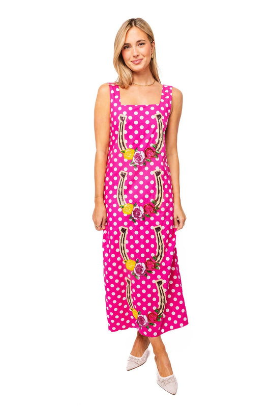 Pink Polka Dot Horseshoe Dress