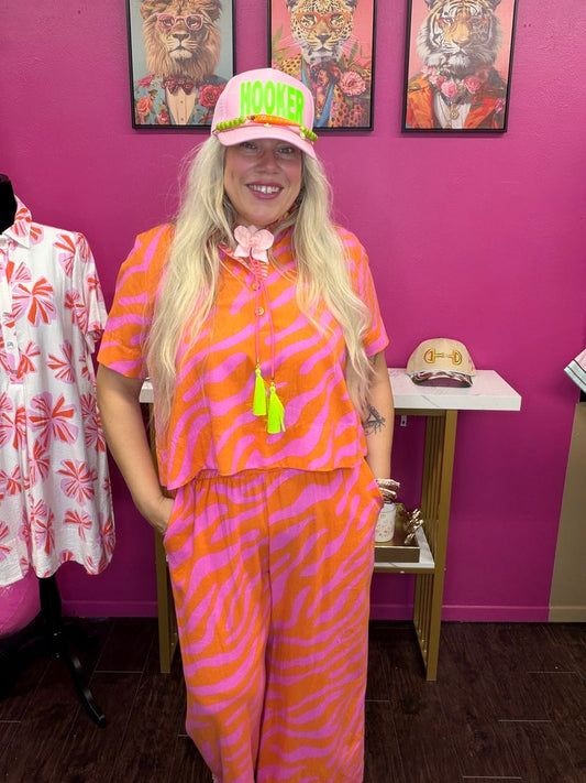 Tangerine SS Zebra Pant Set