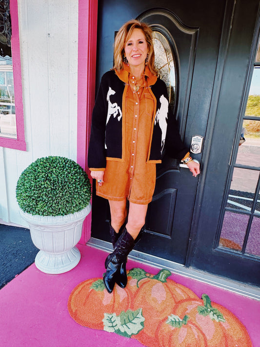 Black Horse Knit Cardigan