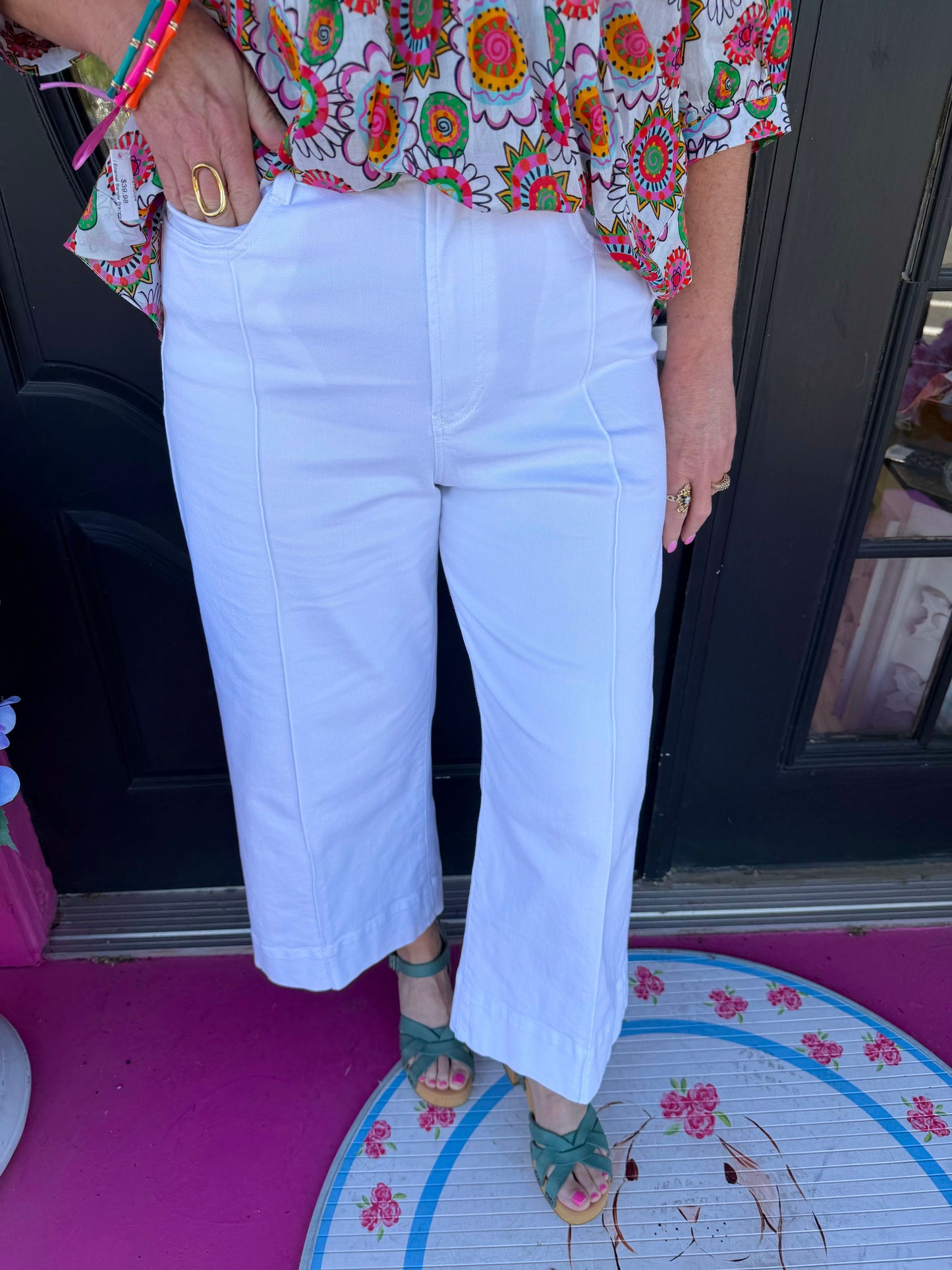Audrey White Crop Pant