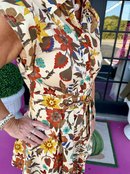 Fall Floral Tie Waist Mini