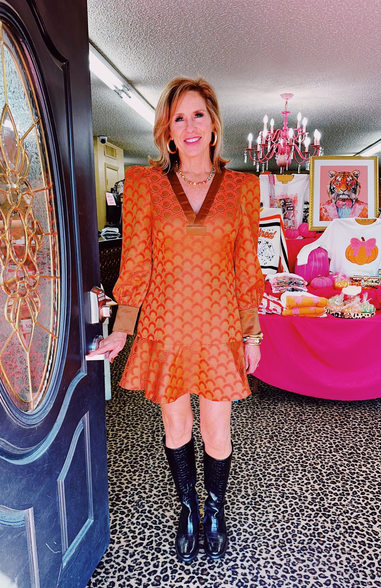 Tangerine Novelty Jenny Dress