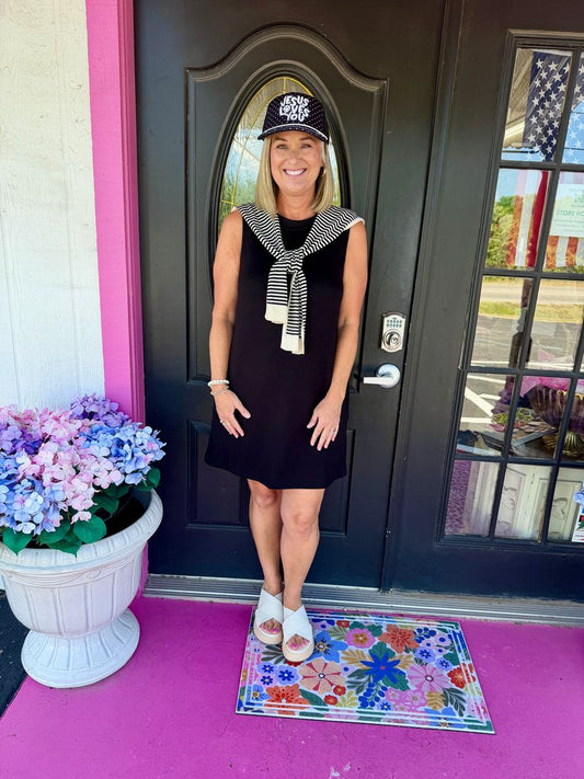 Black Mini w/Stripe Sweater Tie