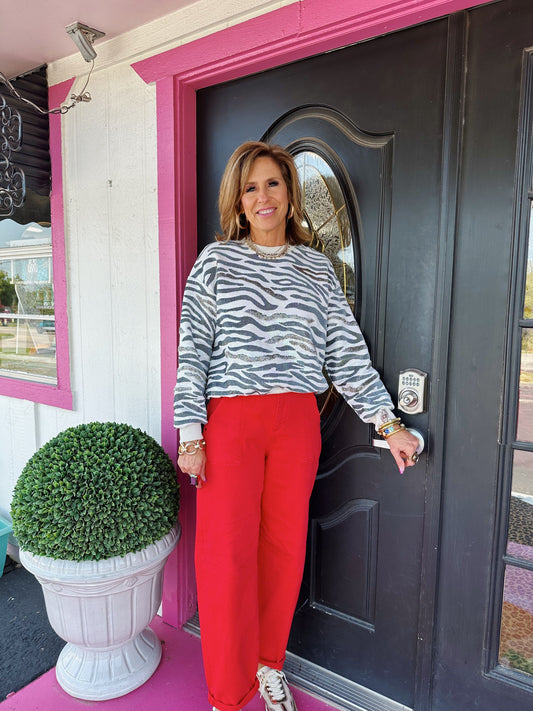 Cream & Black Zebra Print SS
