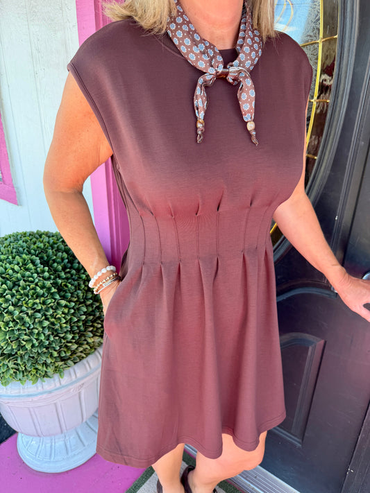 Brown Mini Scuba Dress