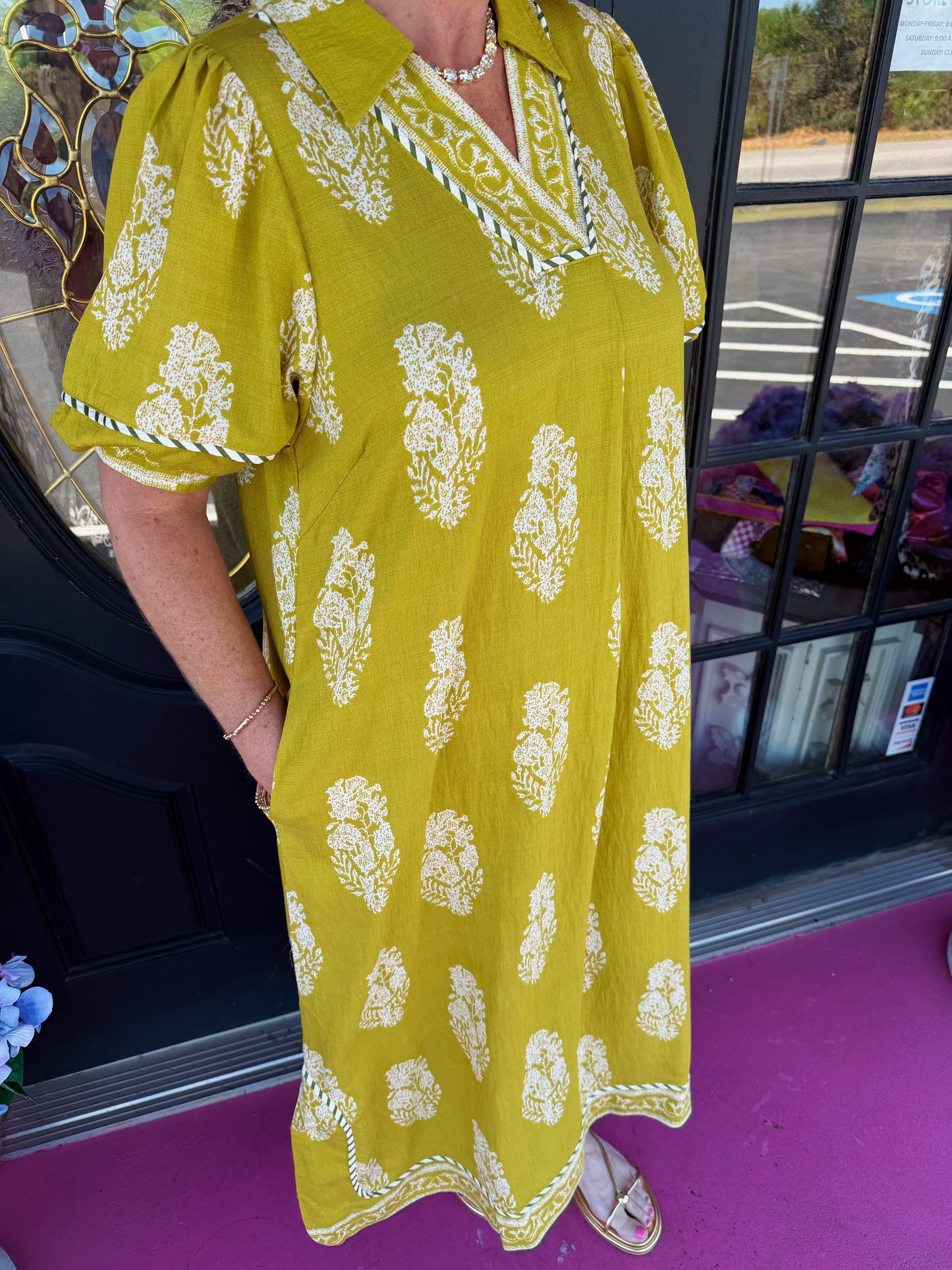 Botanic Print Midi Dress