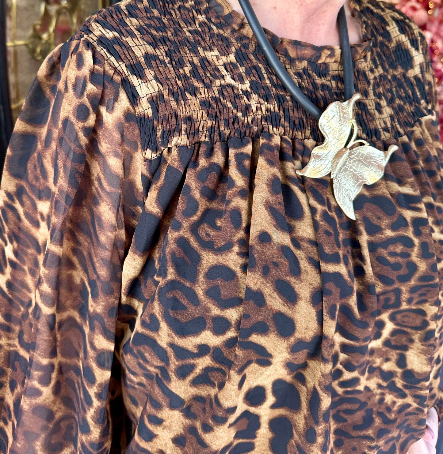 Brown Leopard Jasper LS Top