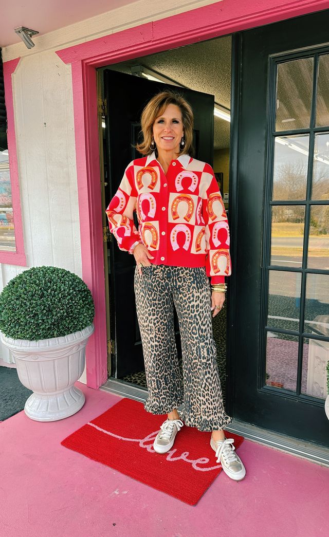 Pink Checker Horseshoe Sweater