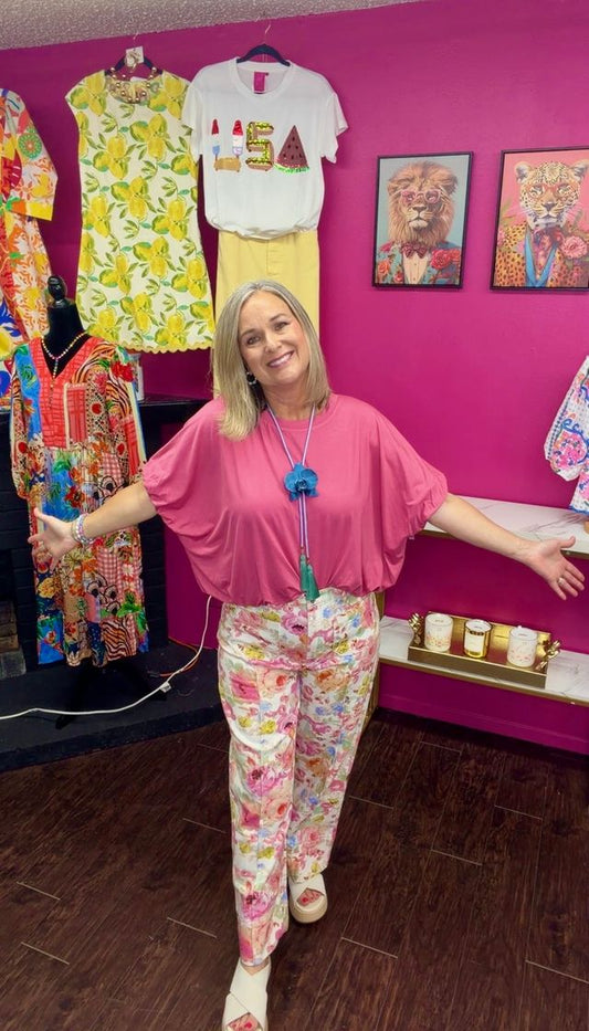 Rose Bamboo Bubble Top