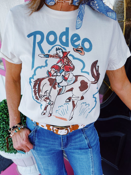 White Boxy Ranch Party Bronc Tee