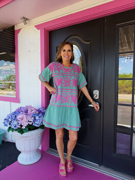 Lora Lee Green Stripe Dress