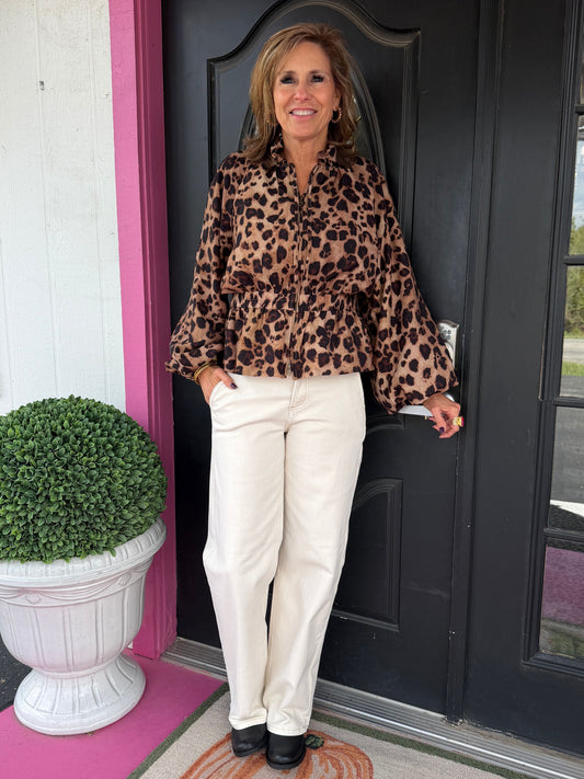Leopard Zip Up Lightweight Jkt