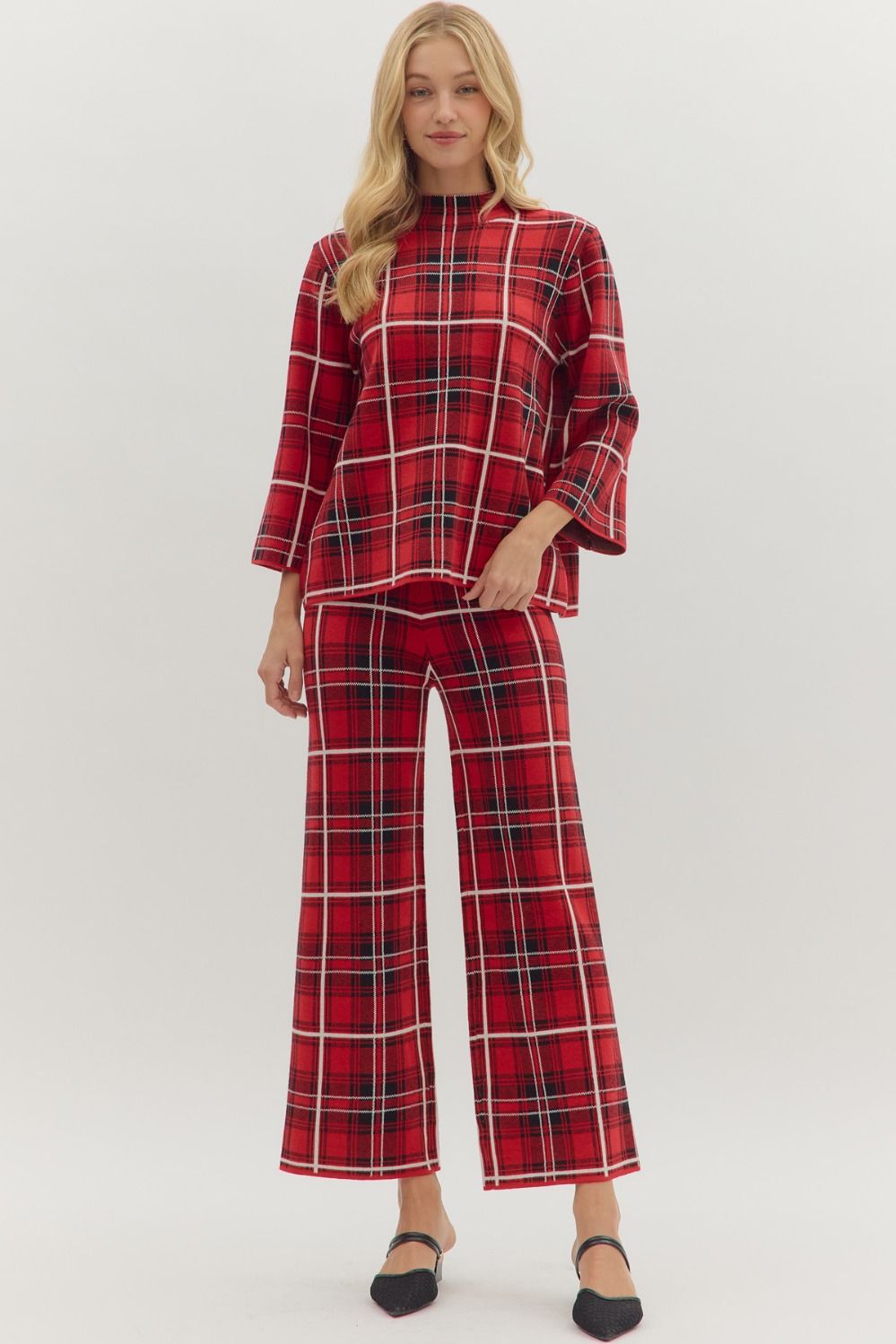 Plaid Tie Sweater Pant