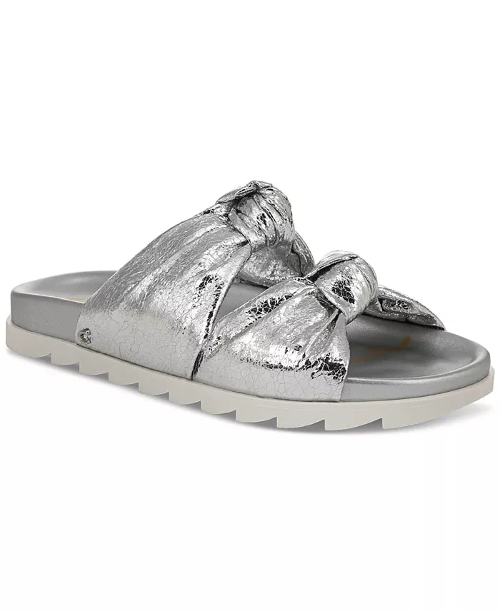 Estelle Silver Crackle Metallic Slide