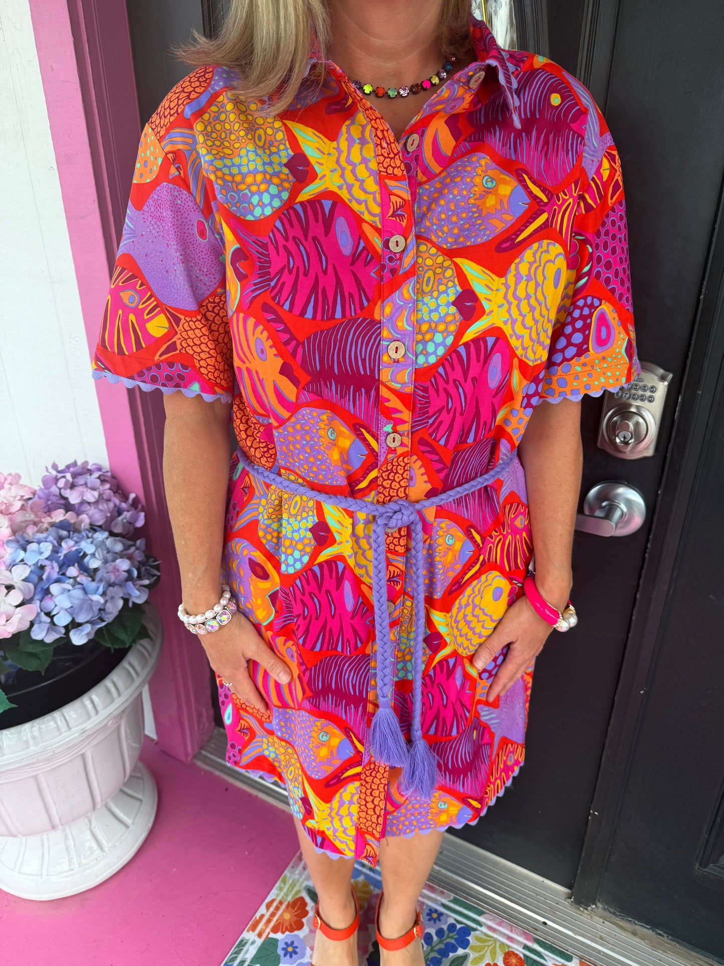 Red School of Fish Dress