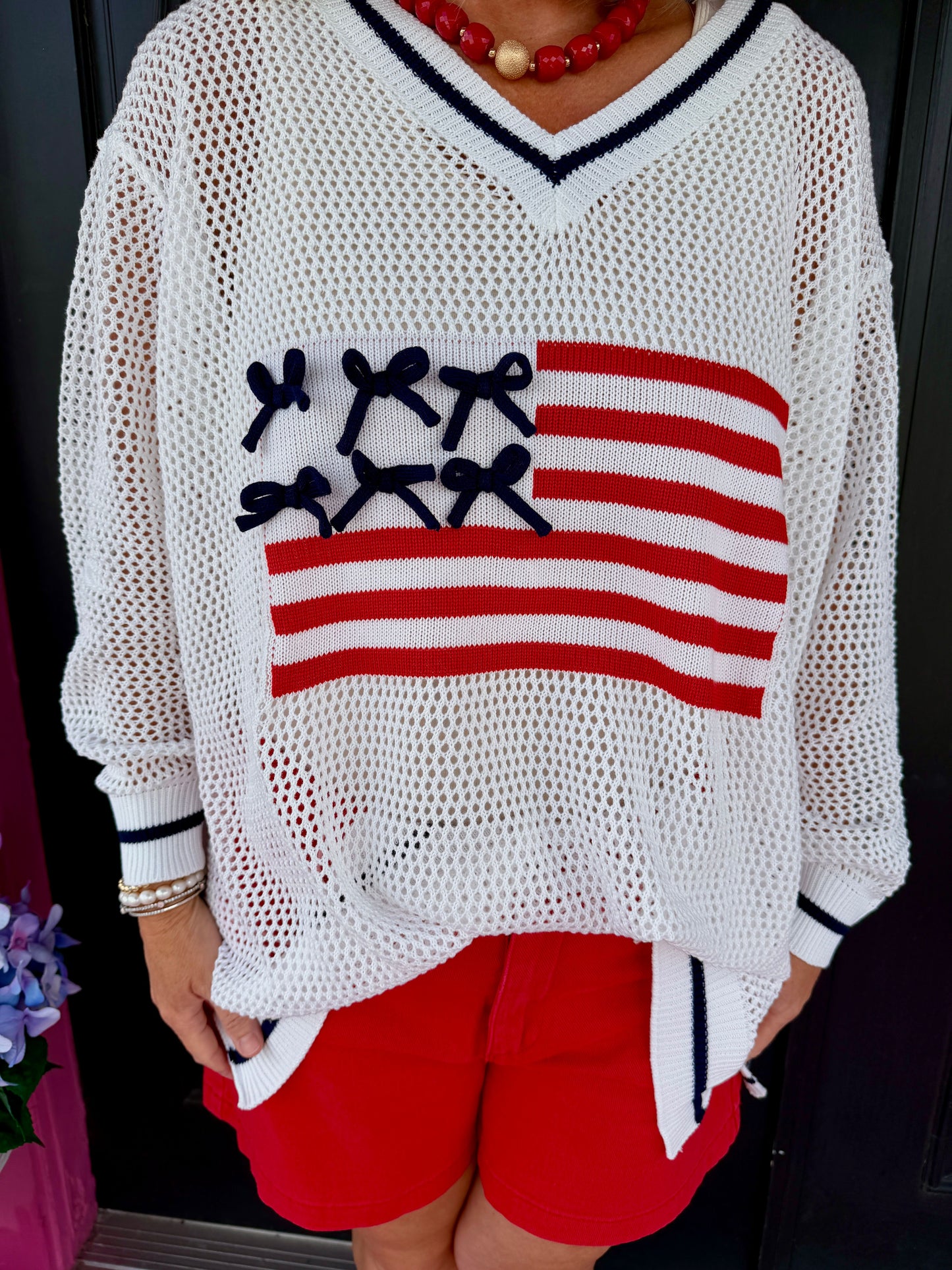 White Americana Sweater