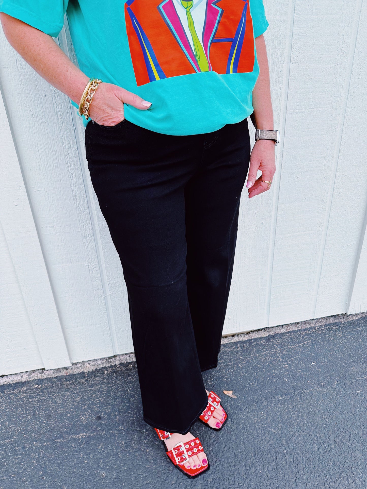 Black Stride Crop Wide 28" Jean