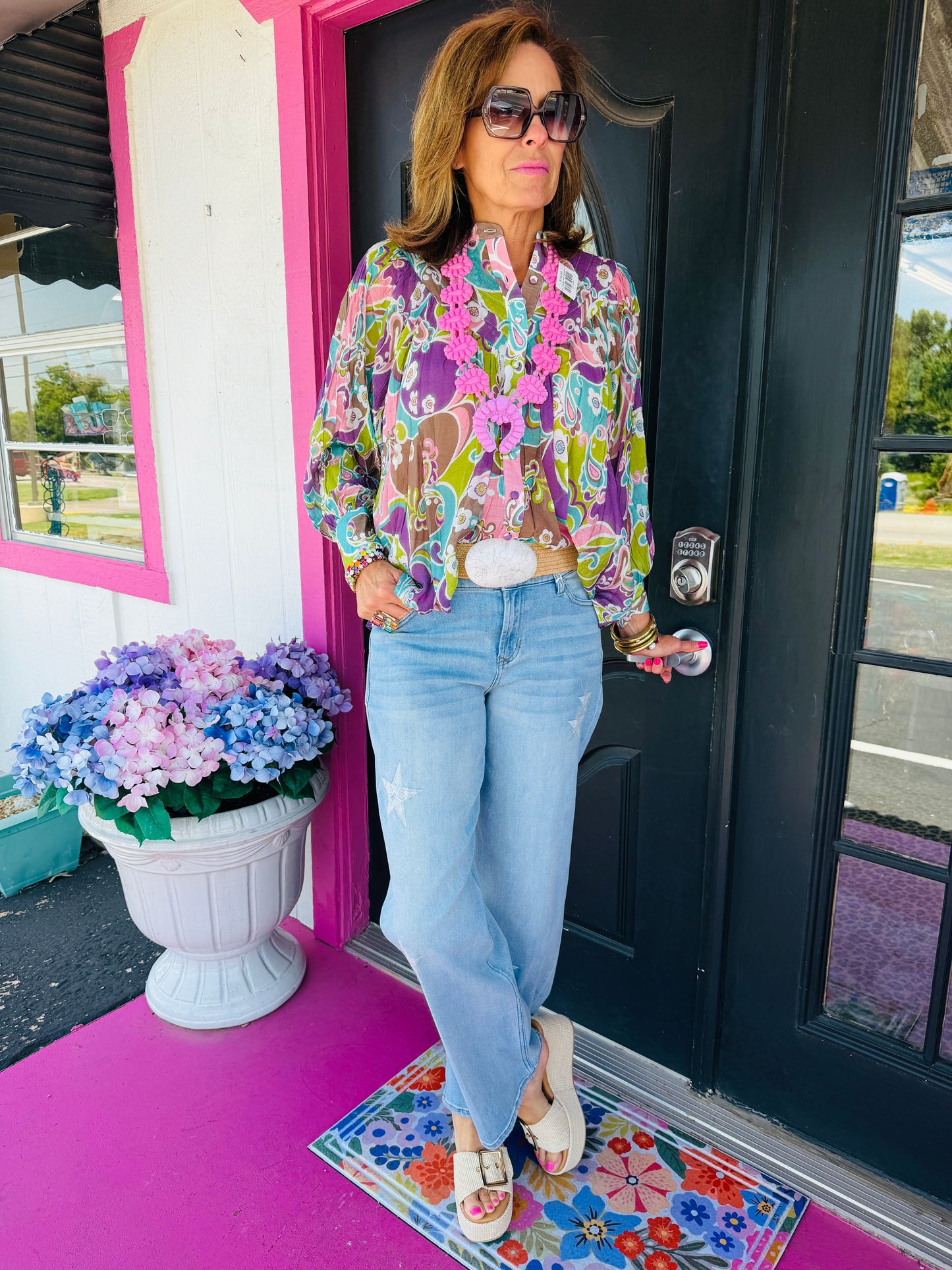 Purple Paisley LS Button Down