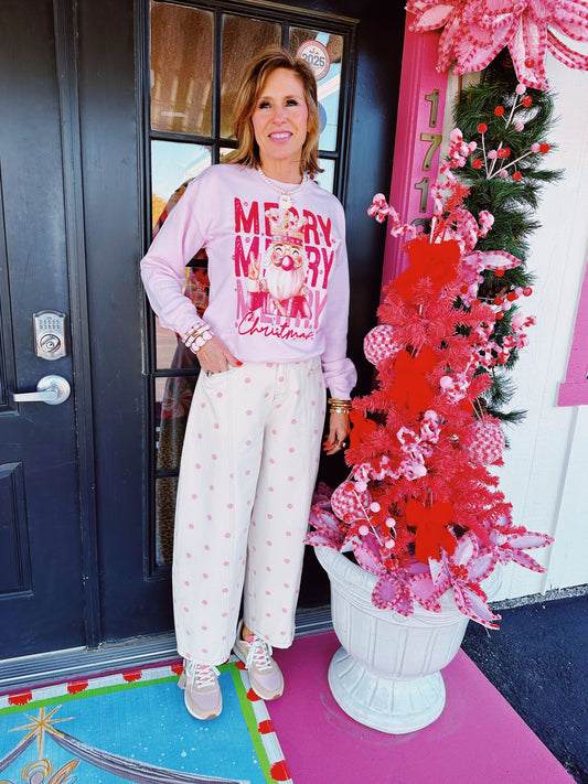 Polka Dot Wide Denim Pant