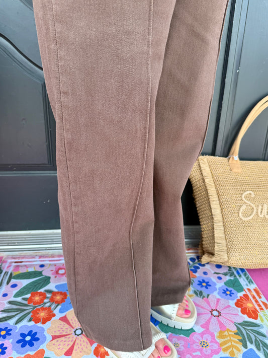 Brown Front Seam Pant