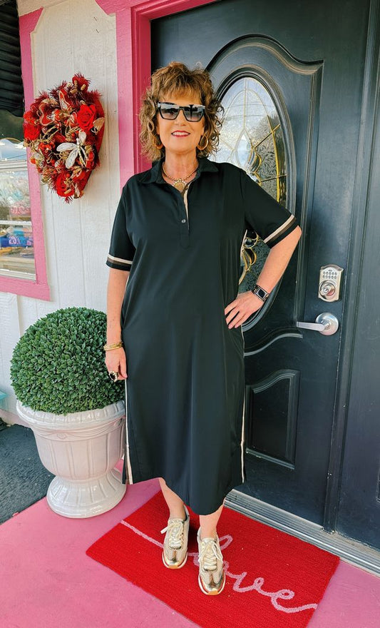 Black Stripe Trim Juni Dress