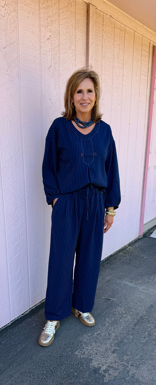 Midnight Striped Pant Set