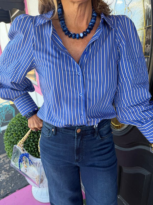 Blue Stripe Button Up
